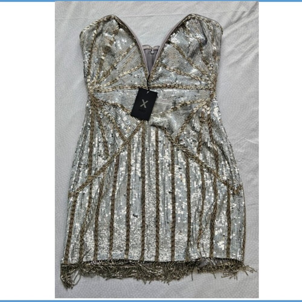 Dress, X by NBD, S, Silver/Gold, NWT,